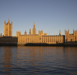 The Houses of Parliament, London, on a sunny August morning